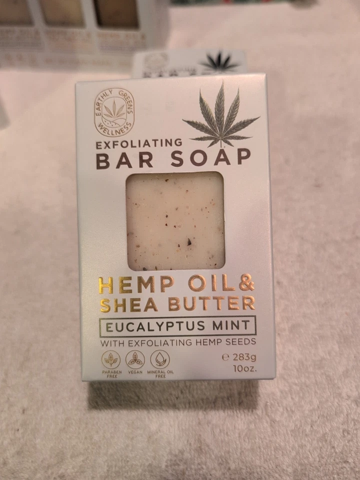 Exfoliating Bar Soap Hemp Oil And Shea Butter Eucalyptus Mint Earthly Green 10oz - Image 1 of 1