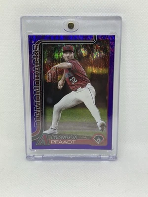 2025 Topps Series 1- Brandon Pfaadt Purple Holo Foil /250 Card #182 Diamondbacks - Image 1 of 2