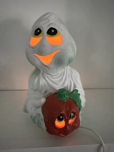 Vintage Halloween Olanda Stampo Forma 1990 Fantasma che tiene Zucca Luci - Foto 1 di 8