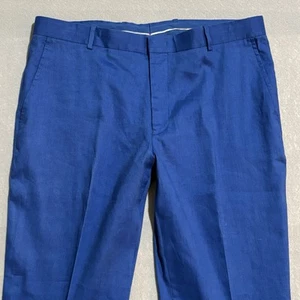 INC Pants Men's 34X32 Blue Linen Blend Straight Leg Slim Fit Business Casual - Picture 1 of 13