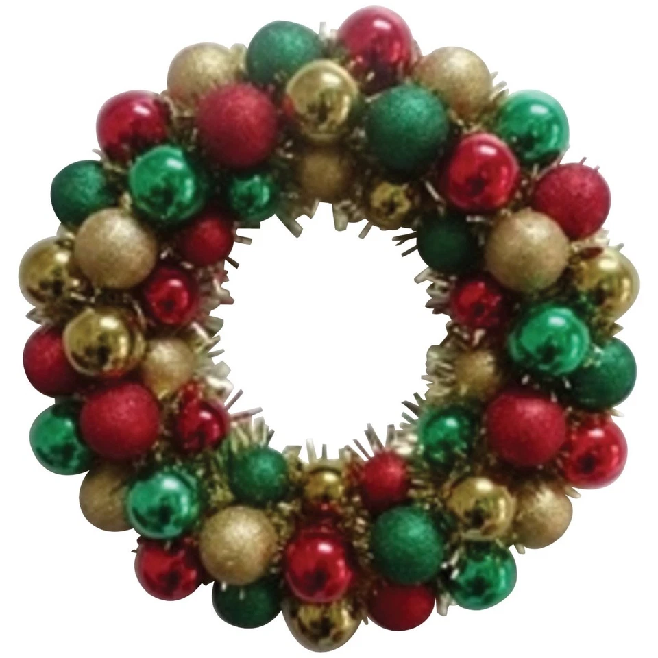 Youngcraft 16 In. Red, Green, & Gold Shatterproof Ornament Wreath Pack of 6 - Image 1 of 1