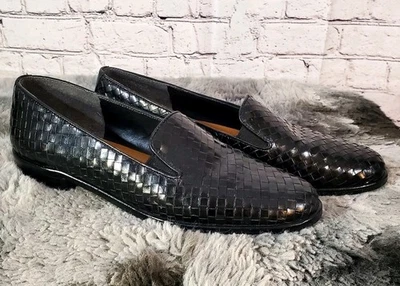 SELBY Crissie Black Woven Leather Slip On Comfort Flats Loafer Shoe-Womens 10 - Image 1 of 4