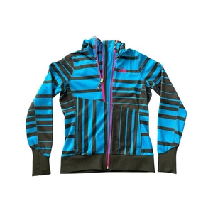 Vintage The North Face Damen M Kapuze Jacke Softshell Fleece gefüttert Reißverschluss schwarz blau - Bild 1 von 10