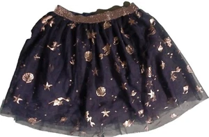 Disney Jumping Beans Size 6 Navy Blue Skirt With Beach Shells And Mermaid... - Picture 1 of 9