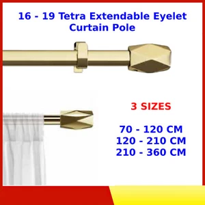Speedy 16-19mm Tetra Eyelet Gold Extendable Curtain Pole Set from 70-360cm - Picture 1 of 5