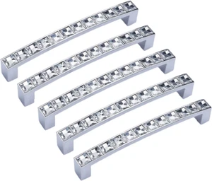 Abcgoodefg Modern Decorated Crystal Glass Rhinestone Cabinet Handle Pulls Knobs - Picture 1 of 7