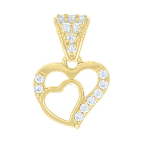 10k 黄金女式立方氧化锆心形饰品吊坠小号小号 — 第 1/1 张图片