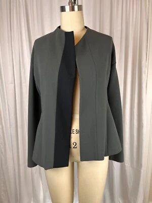 Chaqueta Narciso Rodriguez Italia Gris Oscuro y Negro Crepe Frente Abierto Nueva con Etiquetas Talla IT 40 Foto 1 de 4