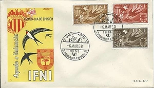 FDC Spain IFNI (Morocco) Help to Valencia 1958 birds - Picture 1 of 1