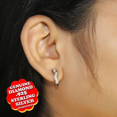 Pendientes con medio aro de diamante natural enchapados en oro rosa de 14 quilates de 0,06 quilates envío gratuito Foto 1 de 3