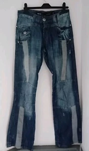 Crosshatch Series 55 Jeans Herren Blau Denim W28 L32 Distressed Patchwork - Bild 1 von 10