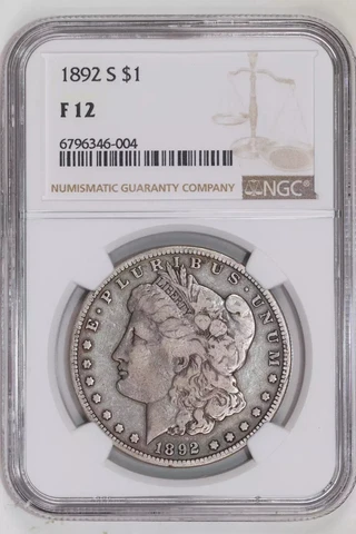 1892-S MORGAN DOLLAR NGC F12 Cover