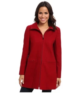 New LARRY LEVINE Red Wool Stand Up Collar Winter Jacket Coat 8 - Picture 1 of 4