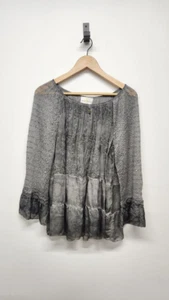 Belle France Silk Blend Lagen Look Knit Embroidered Gray Tunic, Size XL, Italy - Picture 1 of 12