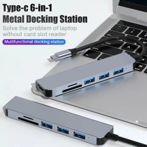 Type C to HDMI 6 in 1 Multiport Adapter USB 3.0 for Huawei MacBook/Pro/Air/iMac - Picture 1 of 10
