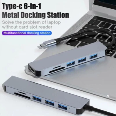 Type C to HDMI 6 in 1 Multiport Adapter USB 3.0 for Huawei MacBook/Pro/Air/iMac - Image 1 of 4