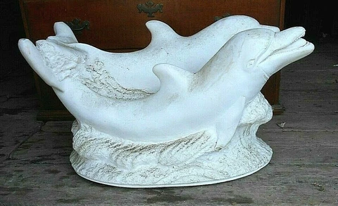 VINTAGE MID CENTURY PLASTER SWIMMING DOLPHINS COFFEE TABLE BASE Cover