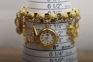 Kirks Folly Watch Women 22mm Gold Tone Heart Charm Bracelet Band New Battery 7" - Picture 1 of 6