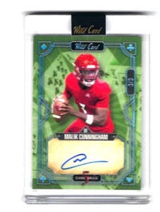 2023 Wild Card Draft Fußball Malik Cunningham Auto 3/3 grün - Bild 1 von 2