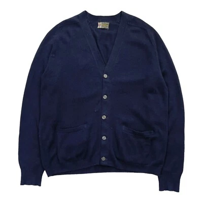 КАРДИГАН ALAN PAINE ТЕМНО-СИНИЙ РОСКОШНЫЙ ИЗ ОВЕЧЬЕЙ ШЕРСТИ АКРИЛОВЫЙ СДЕЛАНО В АНГЛИИ ВЯЗАНЫЙ 42 - Изображение 1 из 4