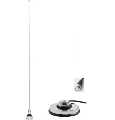 Antenna VHF Wideband Magnet Mount 3.5" BNC Connector Rubber Boot Mobile Radio - Image 1 of 3