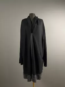 Rara giacca cappotto OSKA verde nero Lagenlook pura lana zip pea taglia 5 XL - Foto 1 di 10