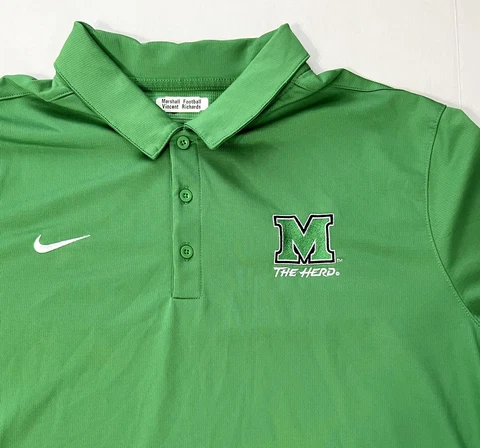 Nike Dri-Fit Men’s XL Marshall Thundering Herd Green Golf Polo Shirt Cover