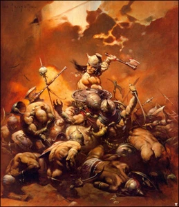 FRAZETTA CONAN THE BARBARIAN HORSE RED SONJA FROST GIANT SPIDER UNDEAD /IN HAND! - Picture 1 of 24