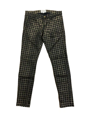 CURRENT ELLIOTT $228 Ankle Skinny Black Gold Foil Houndstooth Jeans W 27 UK 8-10 - Image 1 of 4