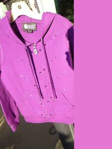 Christine Alexander lilac Zip Up Hooded Jacket Size Medium Swarovski Crystals