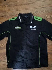 KAWASAKI Mechanic Shirt Sewn Johnny K Logo ADULT MEDIUM Black MOTOCROSS Bikes - Picture 1 of 5