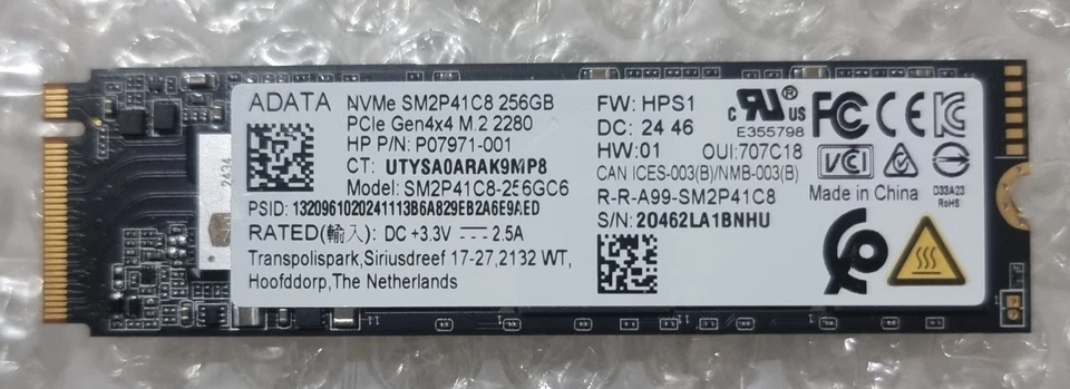 ADATA 256GB M.2 NVMe PCIE GEN4 SM2P41C8-256GC6 HP Dell Laptop - Image 1 of 1