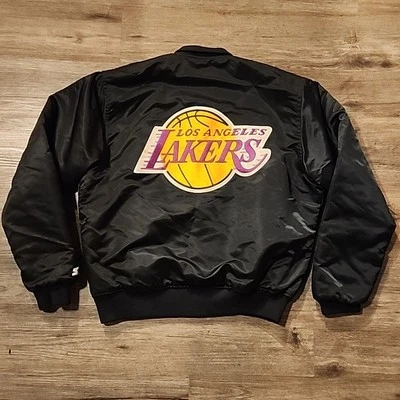 CHAQUETA DE SATÉN DE COLECCIÓN AÑOS 90 NBA LOS ANGELES LAKERS STARTER TALLA L NEGRA HECHA EN EE. UU. Foto 1 de 4