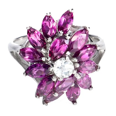 925 Sterlingsilber Ring Marquise Rhodolith Aquamarin Edelstein Schmuck Größe 8 - Bild 1 von 4