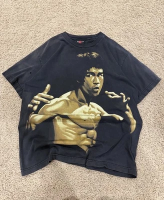 Camiseta De Colección Bruce Lee Para Hombre XL Negra Enter The Dragon Y2K Cara Grande Desteñida Años 90 Foto 1 de 4