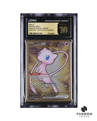 CGC 10 PRISTINE Mew ex Gold Metal #205/165 UPC Promo Pokemon POP 17!!! - Image 1 of 2