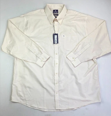 Stafford Big 19 36-37 Men Vanilla Ecru Wrinkle Free Oxford Button Down Shirt NWT - Image 1 of 4