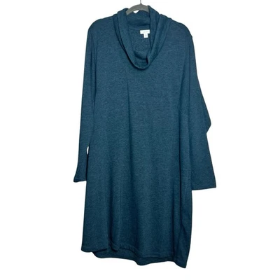 J. Jill Pure Jill Dress Womens Size XL Petite Blue Long Sleeve Cowl Neck - Image 1 of 4