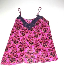 FREE PEOPLE Intimately Cami Tank Top Lace Trim Floral Pink Women's Size S - Picture 1 of 8