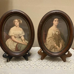 Vintage Framed Oval Prints Opera Singer JENNY LIND & Southern Belle - Picture 1 of 15