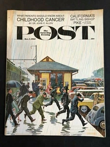 The Saturday Evening Post  October 7 1961 Rain At The Train Station - Picture 1 of 2
