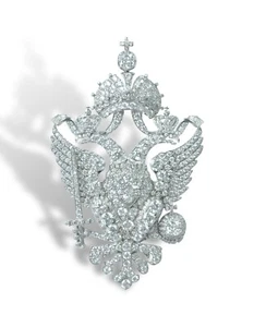 Double Headed Eagle Brooch Fine Silver High Vintage Statement Auction Jewelry - Picture 1 of 6