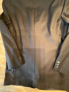 Talla Uomo, 2 Pc Suit Black Pinstripe 100% Wool Sz 42 Reg  36 X 32  New w/o Tags