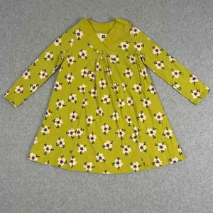 Tea Collection Dress Girls 7 Yellow Floral V-Neck Long Sleeve Trapeze Stretch - Picture 1 of 11