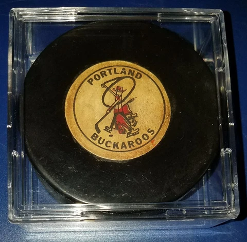 Vintage Portland Buckaroos Hockey Puck WHL Art Ross Converse Made in U.S.A Cover