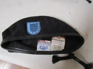 MILITARY HAT BLACK WOOL BERET WITH ARMY FLASH SIZE 7  - Picture 1 of 1