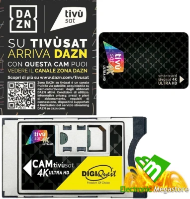 CAM + CARD BOLLINO GOLD TIVUSAT SMARDTV CERTIFICATA HD PER TV TUNER SAT - Immagine 1 di 4