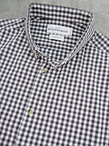 Mizzen Main Mens XL Leeward Shirt Trim Fit Long Slv Button Up Plaid Maroon Red - Picture 1 of 9