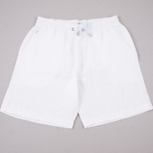 Luigi Borrelli White Casual Linen Shorts with Drawstring Waist XXL (37-39) NWT
