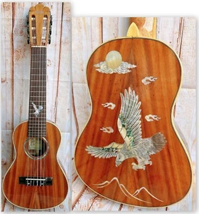 Alulu Solid Acacia Koa Tenor Guitarlele classical head type Eagle inlaid, HU1227 - Picture 1 of 14